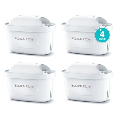 Immagine di Hydro Pure+ Pack 4 filtri per Acqua Cartucce filtranti compatibili con Le brocche Brita Maxtra®, Maxtra PRO®, Maxtra+®, PerfectFit®, Basics Che riducono Il calcare e Cloro. COMPRENDE Adattatore