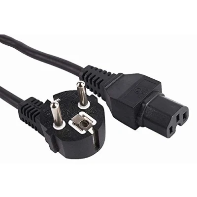 Immagine di PremiumCord Cavo di Alimentazione 230 V 2 m con Contatto Terra Angolato su Presa C15, IEC 320, PC a 3 Pin, Colore Nero
