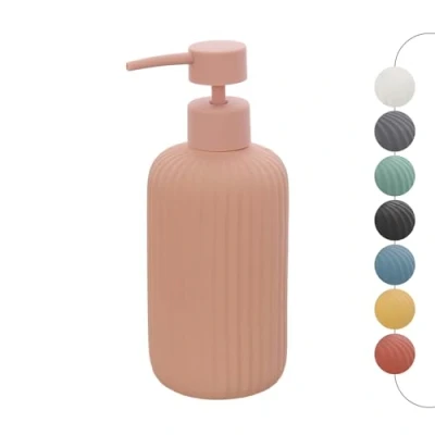 Immagine di Inbagno Dispenser Sapone Rosa cannettato in Ceramica Soft Touch, Ricaricabile con erogatore Pump e capienza 330 ml, Spring