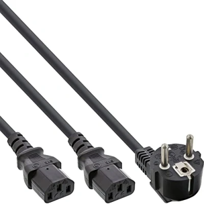 Immagine di InLine 16657F cavo di alimentazione Nero 5 m Spina tipo F 2 x Attacco C13