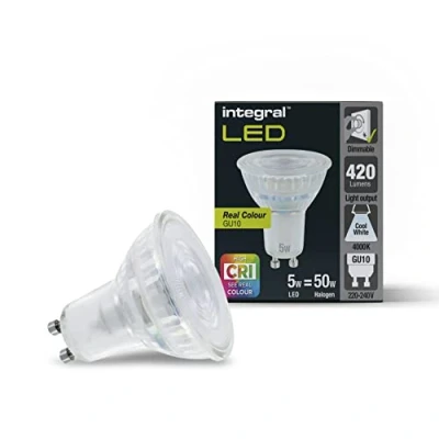 Immagine di Integral Confezione da 5 lampadine LED GU10 dimmerabili, colore reale Rivela i colori reali della tua casa (CRI95) con la più vicina alla luce solare naturale