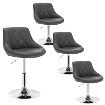 Immagine di WOLTU Set di 4 Sedia Cucina con Schienale in Ecopelle, Girevoli e Regolabili Altezza, l&#039;altezza può Essere regolata tra 42 58 cm, Grigio, BH241gr