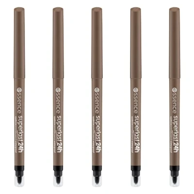 Immagine di Essence Superlast 24h eyebrow Matita per pomata waterproof, sopracciglia, n. 20, marrone, vegano, impermeabile, senza particelle di microplastica, nanoparticelle, confezione da 5 (5 x 0,31