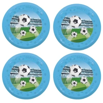 Immagine di Procos Piatto da calcio in plastica, 4 pezzi, riutilizzabile, stoviglie per feste di compleanno o a tema