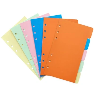 Immagine di DY.2ten 10 Fogli Divisori Raccoglitori ad Anelli A5,6 fori Colourful Filler Pagine Divisorio Pagina Indice Tab, per Scuola o Ufficio, A5 Cartoncini Separatori