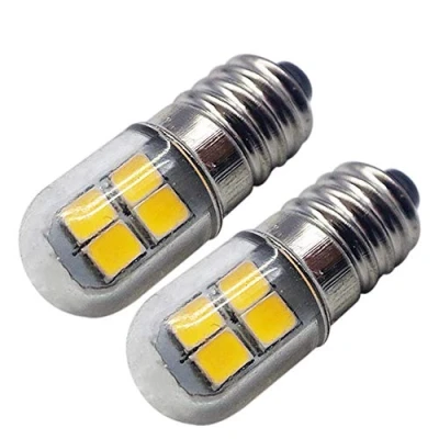 Immagine di Ruiandsion Lampadina LED E10, 4,5 V 6 V, attacco a vite, 2835, 8SMD, colore giallo, aggiornamento per fari, torce, torce e confezione da 2