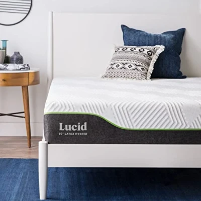 Immagine di LUCID Materasso Hybrid, Alto 25cm in Lattice elastico Memory foam con gel rinfrescante Molle insacchettate d’acciaio Rigidità media Piazze francese 140x200 cm