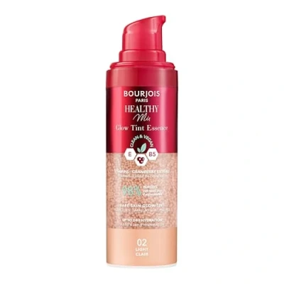 Immagine di Bourjois Healthy Mix, 02 Light, Glow Tint Essence, Effetto Filtro Pelle Nuda, Finish Luminoso, Idratante Colorato, Texture Rinfrescante, Formula Vegana e Clean, 30 ml