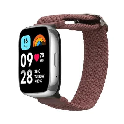 Immagine di kwmobile Fascia compatibile con Xiaomi Redmi Watch 3 Active Cinturino Smart Fitness Tracker Nylon malva pastello ca. 14 22 cm