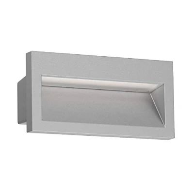 Immagine di ledscom.de Lampada da incasso a parete LED NOLA, downlight per esterni, IP54, grigio opaco, 140 x 70 mm, bianco caldo, luce scale, faretto incasso, parete, LED, illuminazione