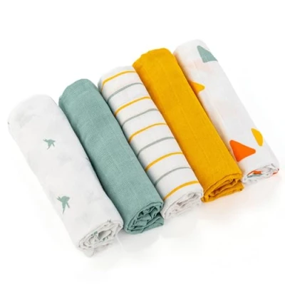 Immagine di LaLoona Mussole Neonato Cotone Morbido 70x70 cm 5 Teli in Mussola Neonato, Testati OekoTex, Asciugamani Bambini 100% Multicolore