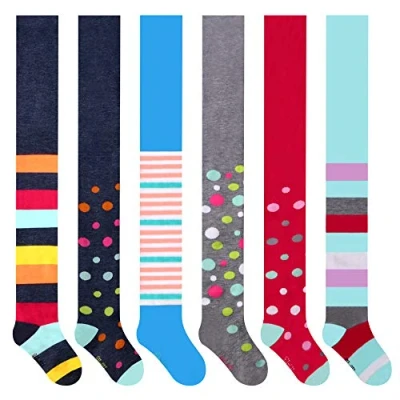 Immagine di L&amp;K II 6 collant per bambina in cotone rinforzato coprente con fantasia a pois e righe multicolore 27259 86/92
