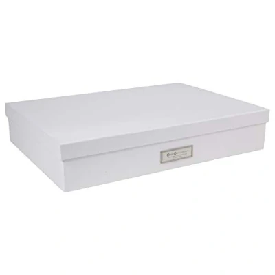 Immagine di Bigso Box of Sweden portadocumenti scrivania per fogli formato A3 ufficio con coperchio e maniglia Organizer in fibra di legno carta bianco