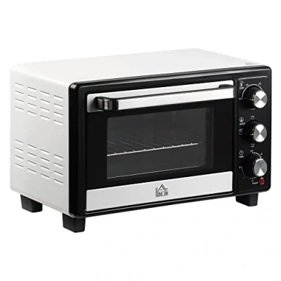 Immagine di HOMCOM Forno Elettrico Ventilato 1400W 16L con Temperatura Regolabile Max 230, Fornetto 3 Metodi di Cottura, Timer 60 min, Vassoio, Griglia, Teglia, Manico per Bianco
