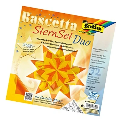 Immagine di Folia, Set per Stella Fai da Te Bascetta, di Colore Blu, codice Articolo 836/3030, Carta, Giallo/Arancione, 20 x cm