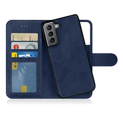 Immagine di MyGadget Cover per Samsung Galaxy S22 Custodia Libretto Magnetica Portafoglio Flip Wallet Case Porta Carte in Similpelle PU Removibile Blu Scuro