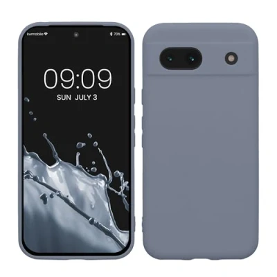 Immagine di kwmobile Custodia Compatibile con Google Pixel 8a Cover Back Case per Smartphone in Silicone TPU Protezione Gommata grigio blu