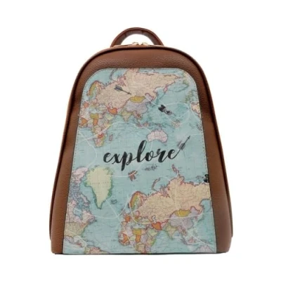 Immagine di DOGO Femme Cuir Vegan Brun Fait Main et Mode Sac à dos Explore Motif