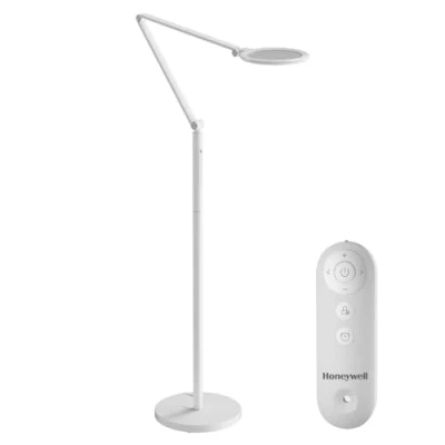 Immagine di Honeywell LED Lampada da terra F01WT Sunturalux dimmerabile con telecomando, naturale diurna 5 colori e luminosità regolabili per l&#039;ufficio, il soggiorno la camera letto