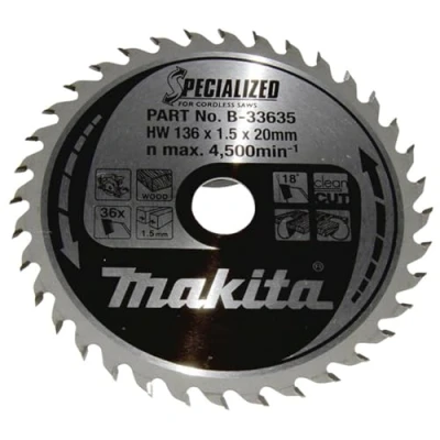 Immagine di Makita SPECIALIZED B 33635 Lama circolare in metallo duro 136 x 20 1 mm Numero di denti: 36 pz.
