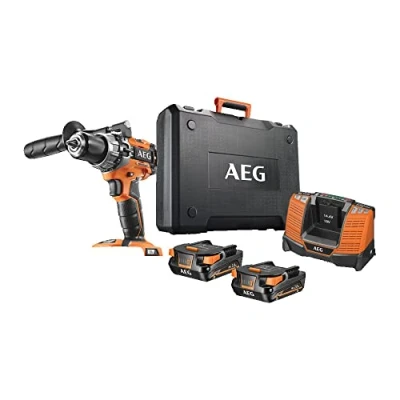 Immagine di AEG BSB18C2BL 202C Trapano Avvitatore a Percussione Compatto Brushless Batteria 18V, Include Due Batterie 2.0Ah, per Avvitatura e Foratura, con 2 Velocità di Rotazione