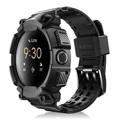 Immagine di SUPCASE Cover per Google Pixel Watch/Pixel Watch 2 41mm (2022/2023), Custodia 2, Protettiva Robusta, con Cinturino Sportivo Regolabile (Nera)
