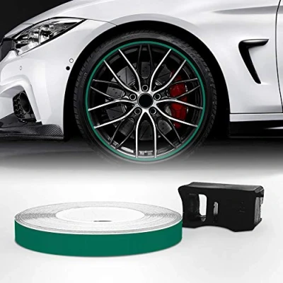 Immagine di 4R Quattroerre.it 10346 Wheel Trim Strisce Adesive Rifrangenti con Applicatore per Cerchi Auto, Verde, 7 mm x 6 mt