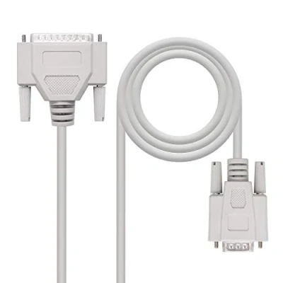 Immagine di Nanocable 10.14.0802 Cavo di comunicazione seriale RS232 null modem, DB9/H DB25/M, femmina maschio, beige, 1.8 mts