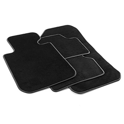 Immagine di MTM PRO 268 Tappetini per BMW Serie 1 (E81) e (E87) 09.2004&gt;2011 , su Misura in Velluto, Bordi Similpelle Doppia Impuntura Cromata