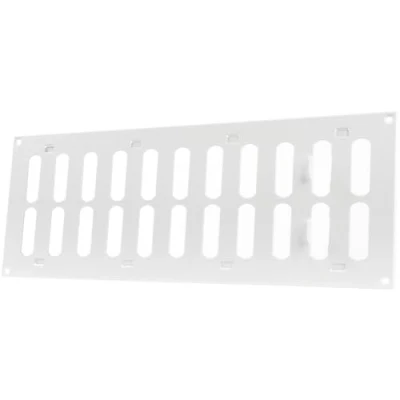 Immagine di Vent Systems 400 x 150 mm bianco griglia di ventilazione regolabile con per insetti. Applicazioni HLK, riscaldamento, raffreddamento e ventilazione. Copertura interna ed esterna sfiato.