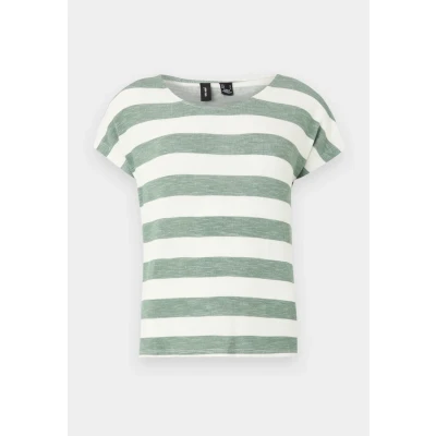 Immagine di Vero Moda Vmwide Stripe S/L GA NOOS Tshirt con stampa, Donna, Taglia: Medium, Laurel wreath/snow white