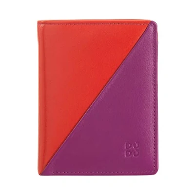 Immagine di DUDU Portafoglio Donna Piccolo di Pelle Colorata Porta Carte e Tessere con Portamonete Zip Bottone Fucsia