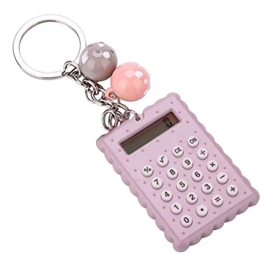Immagine di VBESTLIFE Mini Calcolatrice, Calcolatrice Portachiavi Portatile Simpatica Biscottini Tascabile a Colori Candy, Display 8 Bit(Grigio Porpora)