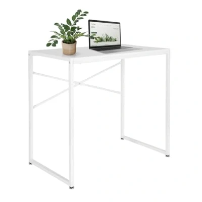 Immagine di HJH Office 830071 Scrivania Bianca Easy UP H I 78x46 cm per Computer con Struttura in Metallo, salvaspazio e Facile da Pulire