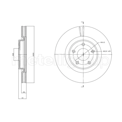 Immagine di METELLI 23 1783C Disco freno 320,0 28,0 5 68,0 ventilato verniciato NISSAN: X Trail, RENAULT: Koleos 2