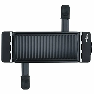 Immagine di Weasy Piastra grill e raclette TIK12, 2 in 1, per formaggio fuso grill, antiaderente, collegabile con TAK12 fino a 4 dispositivi, padelline spatole legno