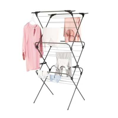 Immagine di Minky Premium Sure Grip Stendibiancheria a 3 livelli, in acciaio inox, color canna di fucile, dimensioni standard