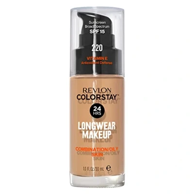 Immagine di Revlon ColorStay, Fondotinta per Pelle Mista e Grassa, con Protezione Solare SPF 15, Formula Duratura, Oil Free (30ml), 220 Natural Beige