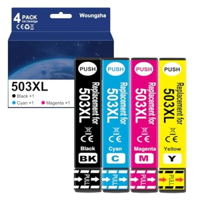 Immagine di Woungzha 503XL Inchiostro Cartucce Compatibile per Epson 503 XL Expression Home XP 5200 5205 Workforce WF 2960DWF 2965DWF (4 Pack)
