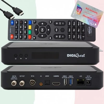 Immagine di TiVuSat scheda 4K UHD + DIGIQuest Q80 SAT Receiver H.265 S2+T2 HEVC Set Top Box, ricevitore certificato con (AATTIVIERT), lettore multimediale, WebRadio, USB, cavo HTS HDMI
