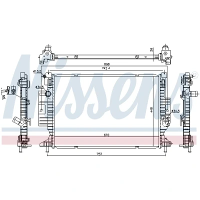 Immagine di NISSENS 606215 Radiatore motore Alluminio 670 448 26 Alette di raffreddamento saldate FORD: FOCUS 3, KUGA 2, C Max 2