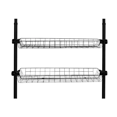 Immagine di Wenko Cesta Herkules, Set cesti portaoggetti 2 Pezzi in Ottica Filo, Acciaio Stabile, Inclusi Supporti plastica per espansione del Sistema telescopico (L x A P): 94 8 38, Nera