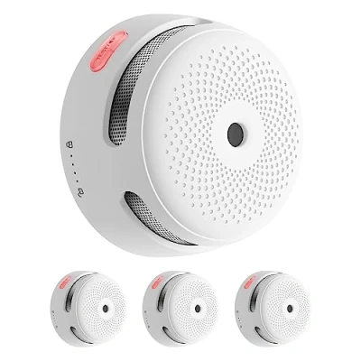 Immagine di X Sense Smarter rilevatore di fumo WiFi XS01 M, compatibile con app Home Security, modello FS61, 85 dB allarme, mini e incendio senza fili, 3 pezzi
