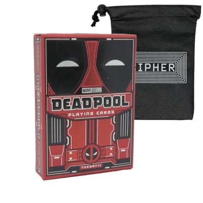 Immagine di Theory 11 carte da gioco Deadpool, mazzo di dimensioni premium poker, include custodia per cipher