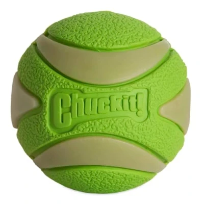 Immagine di Chuckit! Max Glow Ultra Squeaker Ball Dog Toy, palla galleggiante In gomma durevole ad alto rimbalzo, ricaricabile The Dark Launcher giocattolo compatibile per cani, 1 confezione, media