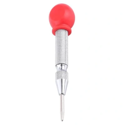 Immagine di Perforatore Centrale Automatico, In Acciaio Al Carbonio Maniglia Zigrinata Manuale A Molla per Marcatura Percussione, Legno, Metallo, Vetro, Pelle (Argento)