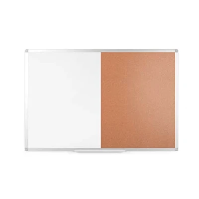 Immagine di Boardsplus Lavagna Magnetica Combinata, 60 x 45 cm, Sughero e Acciaio Laccato, Cornice In Alluminio Anodizzato