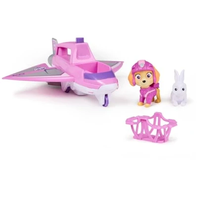 Immagine di Paw Patrol Air Rescue, Jet Aereo con Personaggio Skye da Collezione, Gancio Retrattile, Cesta di Salvataggio e Coniglietto, Giocattoli per Bambini Bambine dai 3 Anni in su