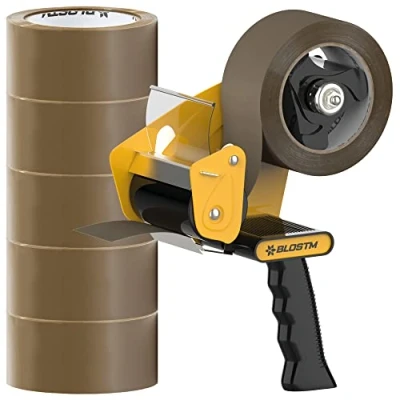 Immagine di BLOSTM Dispenser Per Nastro Adesivo Pacchi Con 6 Rotolo Marrone Traslochi, Sigillatura Di Pacchi, Ecc.
