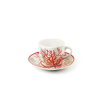 Immagine di Excelsa Coral Set 6 Tazzine da caffè con Piattino, Porcellana, Multicolore